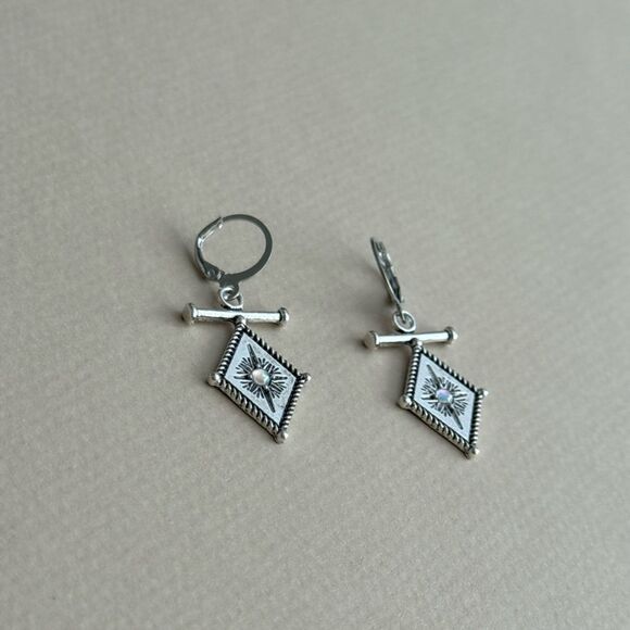 Geo hoop Earrings S1198 - Picture 3 of 3